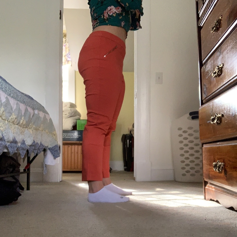Orange pop of color pants